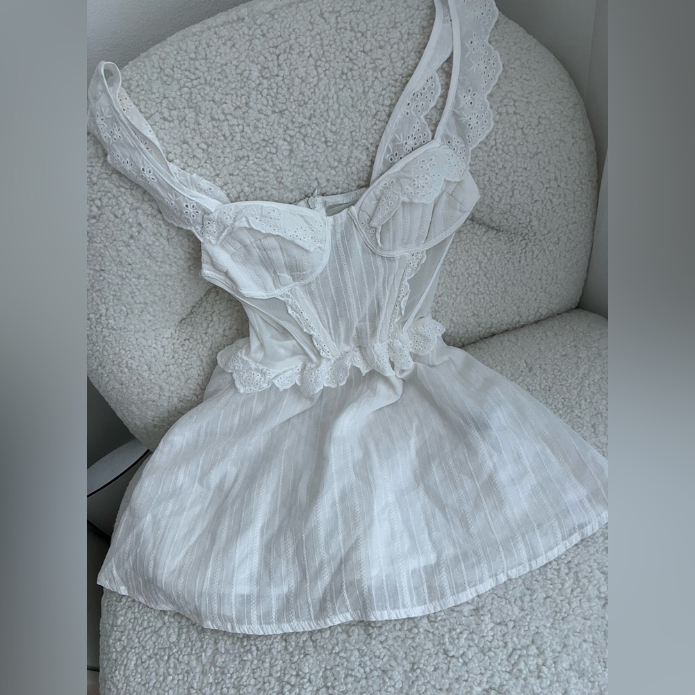 White Lace Trimmed Dress